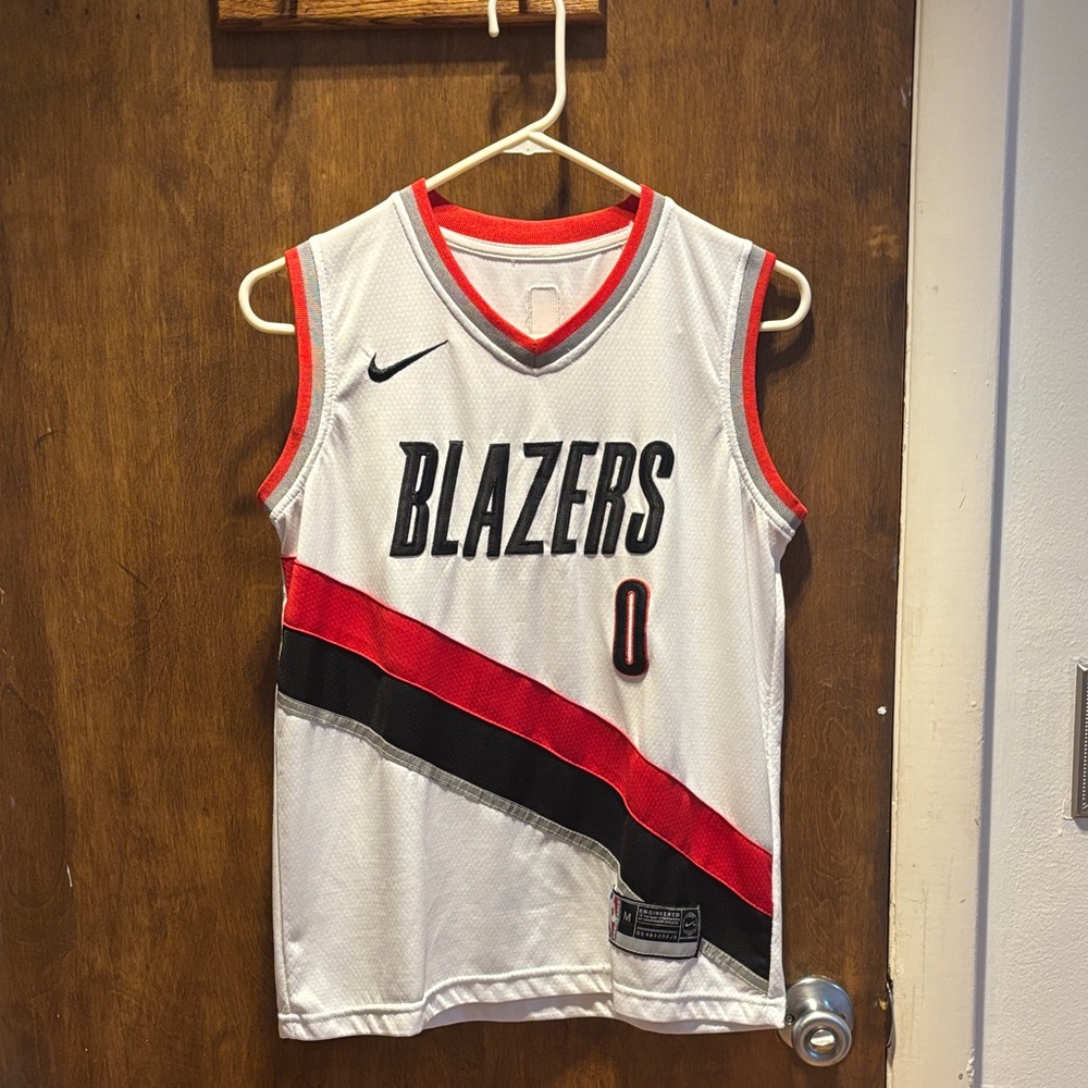 Nike White and Red Blazers Jersey